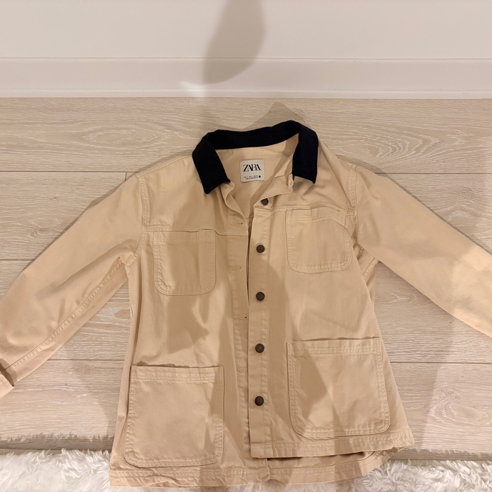 Zara Tan Jacket with Dark Collar